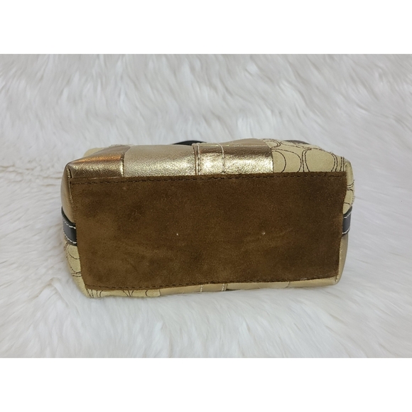 Coach|Gold Canvas & Suede Patchwork Mini Bag - Picture 7 of 13